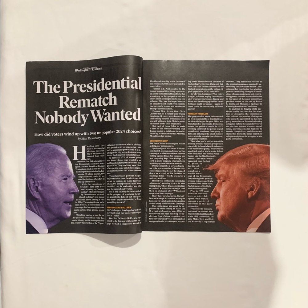 Trump Articles “The Rematch Nobody Wanted”“Europe Fears Trump’s ” (8) Page Total